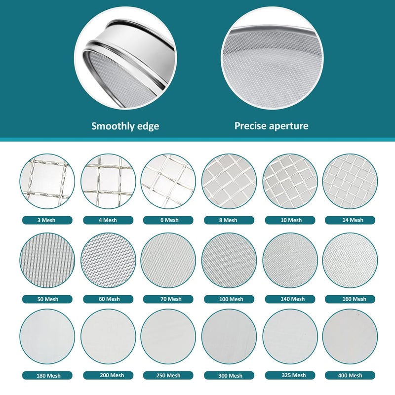 LVDALAB 304 Stainless Steel Mesh Lab Sieve, 16 Mesh(1.18mm) Aperture Test Sieve, 7.9Inch(20cm) Diameter Economy Standard Analysis Sample Test Sieves for Industrial Laboratory Homes - Image 3